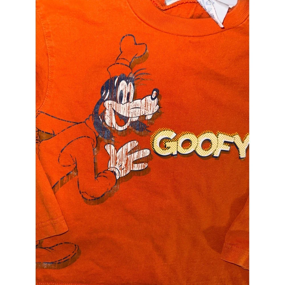 Disney Mickey & Co Goofy Orange Long Sleeve Graphic T-Shirt Kids Size 5T Vintage